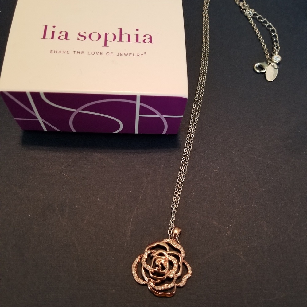 Lia Sophia Blushing Rosette Necklace